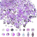 1000pcs Glass Beads for Jewelry Making Colorful Rainbow Craft Crystal Beads with Loose Beads Sparkly Beads for DIY Necklace Bracelet Earring(Purple) - color: Purple