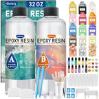 IGaiety Epoxy Resin 32 OZ, Epoxy Resin Kit, Crystal Clear Resin Not Yellowing Epoxy Kit Self-Leveling & Bubble-Free for Beginner Coating Casting DIY Jewelry Making Art Crafts (16 OZ+16 OZ) - size: 32 OZ