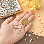 DanLingJewelry 200Pcs 10 Styles Tibetan Style Antique Silver Loose Spacer Beads Heart Star Cross Moon for Jewelry Crafting Making DIY - color: 200pcs - mix