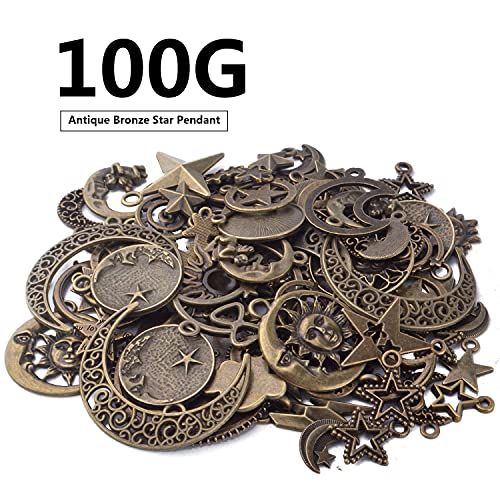 BronaGrand Celestial Pendant Charms,Sun Moon Star Cloud Charms Lightning Bolt Charms Jewelry Charms for Necklace Earrings Bracelet Jewelry - color: Bronze