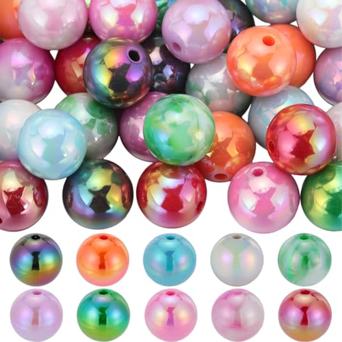 SUNNYCLUE Bubblegum Beads Acrylic Beads Bulk 16mm Large Round Opaque Colorful AB Color Craft Chunky Bubble Gum Beadable Pen Chunk Plastic Spacers for Jewelry Making Beading Supplies - color: 40Pcs 16mm AB Color Round Beads