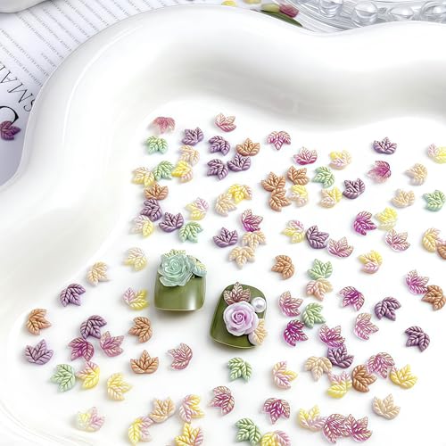100 Pcs Luminous Fall Nail Art Charms Mixed Color Resin Maple Leaves Nail Charms 3D with Night Light Fall Leaves Designs Nail Accessories Autumn Charms for Acrylic Nails DIY Thanksgiving Nail Supplies - color: Luminous Fall Leaves