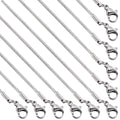 SUNNYCLUE 12 PACK 18 Inch/ 0.45m 1mm Silver Snake Chain Necklaces Bulk Stainless Steel Necklace Making Chain Metal Lobster Claw Clasps Cable Chains for Jewelry Making Supplies Women Adult Diy Craft - color: Silver