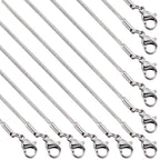 SUNNYCLUE 12 PACK 18 Inch/ 0.45m 1mm Silver Snake Chain Necklaces Bulk Stainless Steel Necklace Making Chain Metal Lobster Claw Clasps Cable Chains for Jewelry Making Supplies Women Adult Diy Craft - color: Silver