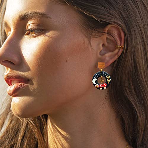 DoreenBeads 30Pcs Natural Wooden Stud Earrings Posts with Loop for Jewelry Making- Wood Earring Posts with Ear Backs for Women Girls DIY Earring Making Jewelry Findings Supplies (Half Oval) - color: Half Oval