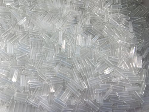 Czech Bugle Beads 40 gr / 1.4 oz Crystal Clear Glass Tube Size #3 7mm - color: Clear