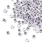 FASHEWELRY 300Pcs Cube White Acrylic Letter Beads 6x6mm Letter H Alphabet Beads for DIY Bracelet Necklace Jewelry Making - color: Letter H, size: 6x6x6mm