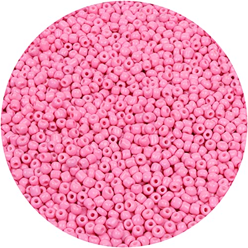 2200pcs Glass Seed Beads Bulk, 4mm 6/0 Pony Beads Bulk for Jewelry Making Mini Spacer Beads Loose Beads Craft Small Glass Seed Beads for DIY Bracelet Wrist (Pink) - color: Pink