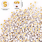 DECYOOL Letter Beads, 1900Pcs 4×7mm White Gold Acrylic Alphabet Beads with 1 Roll Elastic String for Bracelet Necklace Jewelry Making Supplies - color: White