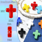 Stiesy Handmade Lampwork Glass Cross Beads, 8Pcs Crucifix Spacer Loose Beads Bulk for Jewelry Making, DIY Christian Rosary Necklace and Keychain Craft - color: Cross-8 Colors-8pcs