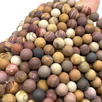 ABCGEMS Velvet-Matte-Finished American Sunset Mookaite Beads (Enhance The Stone's Inherent Texture and Nature Hues with a Non-Glare Aesthetic) Smooth Round 8mm (Non-Shiny) - color: Sunset Mookaite (From USA)