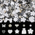 Acrylic Pastel Beads for Jewelry Making, Kalolary Colorful Bow Butterfly Flower Kawaii Plastic Candy Heart Cute Macaroon Aesthetic Beads for Bracelet Necklace DIY Supplies (White) - color: White