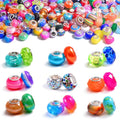 100pcs Large Hole Spacer Beads for Bracelet Necklace Pen & Keychain Making, European Glass Jewelry Findings & Supplies, Bubble Gum Beads, Mixed Style (100Pcs European) - color: 100Pcs European