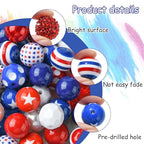 DanLingJewelry 50Pcs Random 20mm Acrylic Round Beads Independence Day Acrylic Beads Red White Blue Spacer Beads for Crafts Jewelry Making - color: 50pcs - Independence Day