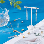 PH PandaHall 16 pcs 30mm Clear Glass Bottles Hanging Tube Wish Bottles with Golden/Silver Metal Caps for Necklace Pendant Jewelry Making, (NOT SCREWABLE, Need Glue ON)
