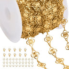 Jabogrii 16.4 Feet Gold Stainless Steel Chain for Jewelry Making Four Leaf Clover Chain Bulk Spool DIY Jewelry Making Supplies - color: FLower Gold