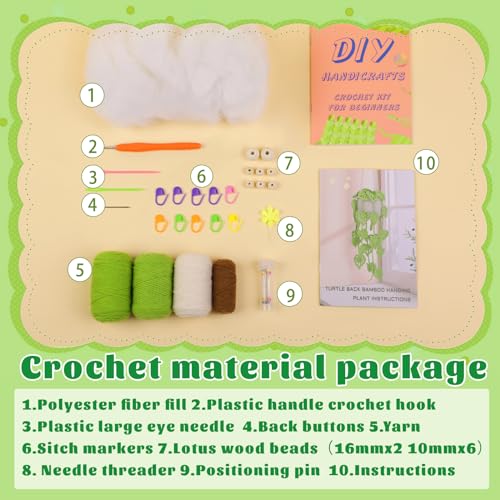 Kogyxe Beginners Crochet Kit, Amigurumi Crochet Starter Kits w Step-by-Step Video Tutorials, Hanging Potted Plants Knitting Starter Pack for Beginners Decoration, Plants Family (40%+ Yarn) - size: Plants Monstera