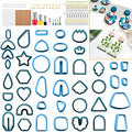 PTFJZ Polymer Clay Cutters for Earring Making - 160pcs Clay Tools Set with Earrings Accessories, 42+8pcs Different Shape Plastic Clay Cutters (Style B-Blue) - color: Style B-Blue