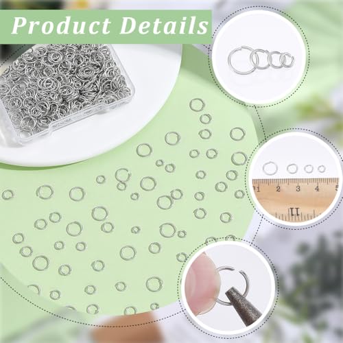 Beebeecraft 600Pcs 4/5/6/8mm 304 Stainless Steel Jump Rings Round Small Metal Open Jump Rings Silver O Chainmail Ring Connector for Jewelry Making Earring Bracelet Necklace Keychain DIY Craft - color: Stainless Steel Color