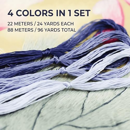 4 Skeins Mulberry Silk Floss Embroidery Thread Floss-Cross Stitch Threads China Silk Woven Jewelry Threads DIY Sewing Kits (18) - color: 18