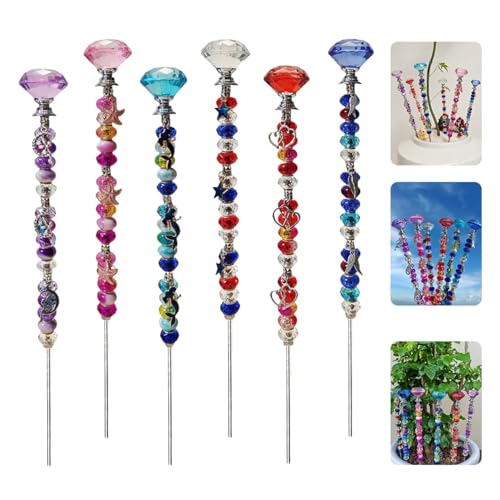 140Pcs DIY Garden Stakes Decorative Beadable Items for Different Festivals Fairy Wand Beaded Garden Stakes Kit Fairy Garden Accessories Outdoor (Diamonds) - color: Diamonds