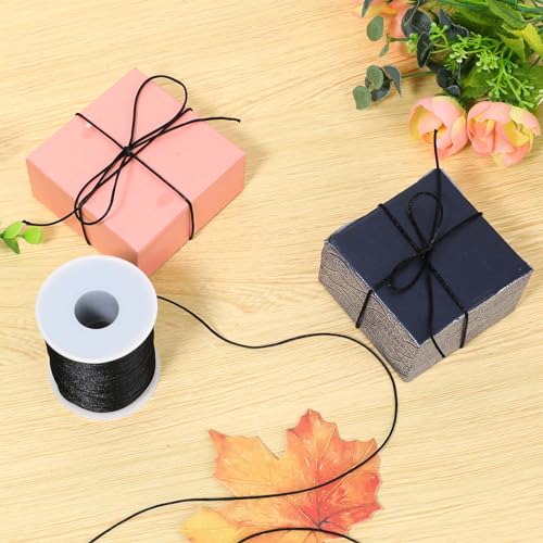 1.5mm X 110 Yards Nylon Satin Cord Black Necklace String Wind Chime Cord Replacement for Bracelet Jewelry Making Macrame Waxed Trim Cord Multi-Use Silk Cord for Braided Beading, Lanyards, Craft - size: black