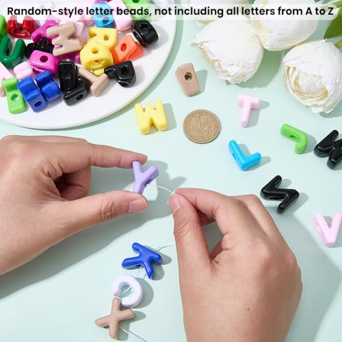50Pcs Random Styles Letter Shaped Beads Alphabet Acrylic Beads Bulk Plastic Opaque Colorful Cartoon Letter Spacers for Jewelry Making Findings DIY Crafts Gifts Bracelet Earrings Adults - style: Style 6
