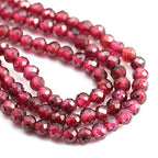 2 Strands Natural Stone Beads Garnet Gemstone Faceted Loose Beads for Jewelry Making Necklace Length 15" Size 3mm - size: 3mm