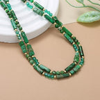 Elisheva Natural Stone Choker Necklace for Women, Boho Natural Emperor Jasper Stone Lace Agate Beaded Crystal Necklace, Gemstone Jewelry Gift for Her - style: 2 layered green emperor stone