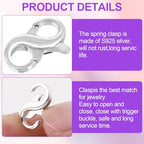 Pndeyo 925 Sterling Silver Lobster Claw Clasps, Hypoallergenic Necklace Enhancer Shortener, Double Opening Spring Rings Clasp Connector Carabiner for Bracelet Anklet Jewelry Making - color: Silver-1pc-0.51"×0.35"