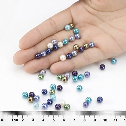 BEADNOVA Satin Pearls Beads for Crafts Tiny Loose Imitation Glass Pearls for Jewelry Making (6mm, 500pcs, Multi Color) - color: 6mm 500pcs Mix Lot M02