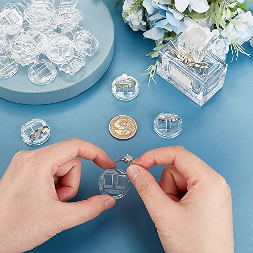 AHANDMAKER 30 Pc Acrylic Ring Display Holder - Transparent Ring Showcase for Selling, Wedding & Home Retail Showcase, Round - style: Round