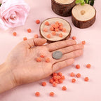 Beadthoven 50pcs Opaque Resin Rose Flower Beads Salmon Floral Flat Base Cabochons Embellishment for DIY Scrapbooking Jewelry Making 9x7mm Hole: 1mm - color: Salmon#9x7mm-50pcs