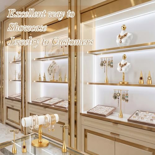 AceOrbit 7 Pcs Jewelry Display Set, Velvet Jewelry Mannequin Display, T-bar Bracelet Holder, Earring and Ring Finger Stand