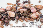 2.1oz (60 g) Mix of Unique Czech Bohemia Glass Pressed Beads, Matte and Glossy, Hand Made, Antique Copper Pink - color: Antique Copper Pink