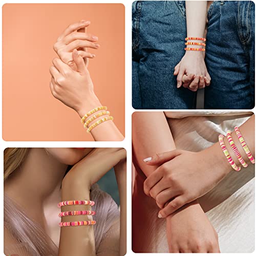 Ornaland Heishi Surfer Bracelets Set Polymer Clay Heishi Beads Stretch Bracelets Multi-Layer Stackable Friendship Bracelets Bohemia Summer Beach Jewelry for Women - color: Yellow