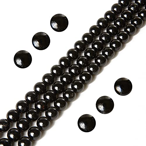 150pcs 6mm Black Tourmaline Beads Natural Gemstone Beads Round Loose Beads for Jewelry Making - color: Black Tourmaline, size: 6mm