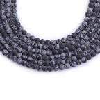 4mm Natural Stone Black Snowflake Jasper Frosted Matte Unpolished Round Spacer Beads for Jewelry Making Strand 15 inch - color: Black Snowflake, size: 4mm
