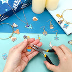 MARFOREVER 40 Pcs/20 Pairs Hanukkah Charms for Jewelry Making, Chanukah Blue White Enamel Charm Star of David Bangle Pendants for Bracelet Necklace Earrings Making Hanukkah Gift Decoration Accessories - style: Hanukkah