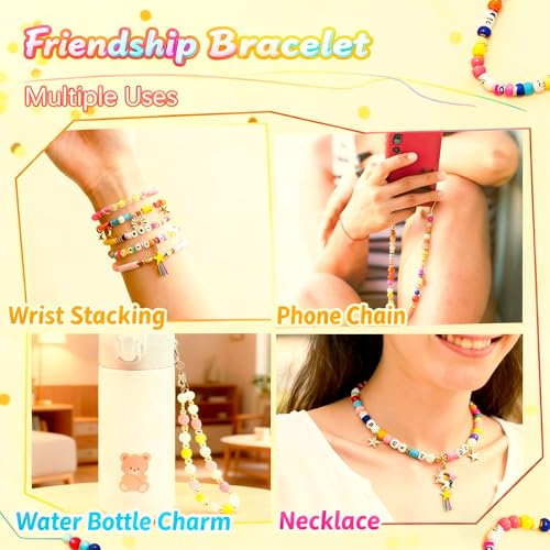 iumulinrui Friendship Bracelet Kit Concert Bracelets Merch, 5200 Pcs Clay Beads Bracelet Making Kit Tricolor Letter Bead, Jewelry Set with Pendant, DIY Craft Gifts Suitable for Beginners - color: Yellow
