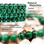 8mm Natural Gemstone Stretch Bracelet, Handmade Unisex Crystal Bracelets for Meditation, Yoga, Spiritual Healing & Positive Energy - color: Malachite