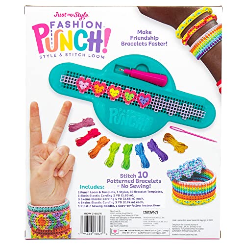 Just My Style Fashion Punch Style & Stitch Loom, Friendship Bracelet Kit, Jewelry Making Activity, Great for Birthday Parties, Sleepovers & Travel, Arts & Crafts for Kids Ages 6, 7, 8, 9 - style: Punch