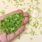 2000pcs Glass Bugle Beads, Tube Beads Bulk, Mini Long Tiny Small Waist Loose Spacer Embroidery Beaded for Bracelets Jewelry Making Sewing, Crafts, 2×6mm, Light Green - color: Light Green