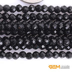 GEM-Inside 3mm Natural Stone Black Tourmaline Faceted Spacer Small Beads for Jewelry Making 15" - color: Black Tourmaline, size: 3mm