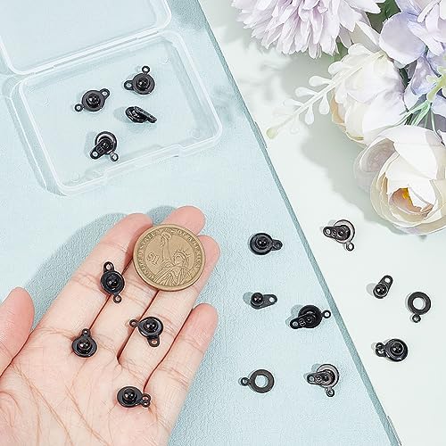 UNICRAFTALE 15 Set Gunmetal Stainless Steel Snap Clasps Metal Snap Button Press Stud Cap Socket Jewelry Connector for Bracelet Jewelry Making 15.5mm - color: Gunmetal