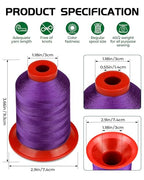 1000 Meters FIVEIZERO Extra Strong Upholstery Thread,Purple Bonded Nylon Thread for Denim Leather,Craft,Machine,DIY and Home (1 Pack) CJ - color: Purple