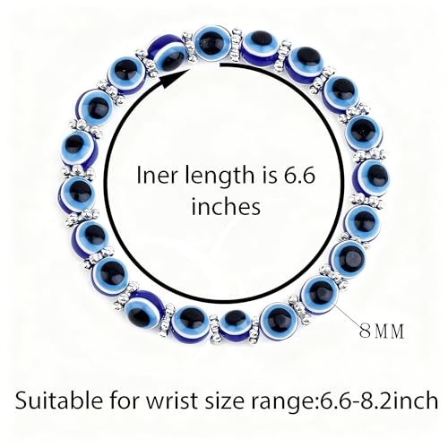 Handmade 8mm Beaded Bracelets For Men Protection Bracelet For Women Chakra Feng Shui Stretchy Handmade Lucky Money Stretchy Crystal Bracelets Best Gifts - color: Evil eyes
