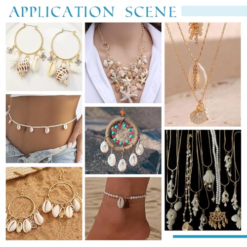 PH PandaHall 72pcs 12 Styles Natural Shell Pendants White Scallop Spiral Cowrie Shell Pendants Natural Seashells Charms Jewelry Charms for Jewelry Making Home Decor Wedding Summer Ocean Beach Party