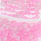 1 Box 450PCS 4/6/8/10MM Pink Crack Beads with Holes Round Glass Crackle Painted Transparent Smooth Small Spacer Loose Bead Bulk for Jewelry Making Necklace Bracelets DIY Crafts Supplies - color: Pink