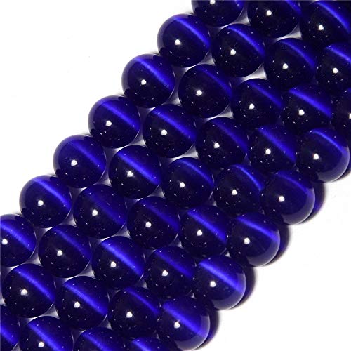 HAAMIIQII 35pcs 10mm Dark Blue Cat Eye Beads Round Loose Gemstone Beads for Jewelry Making Strand 15 Inch - color: Dark Blue, size: 10mm (35pcs)